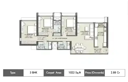 3 BHK-1013/1022 SqFt